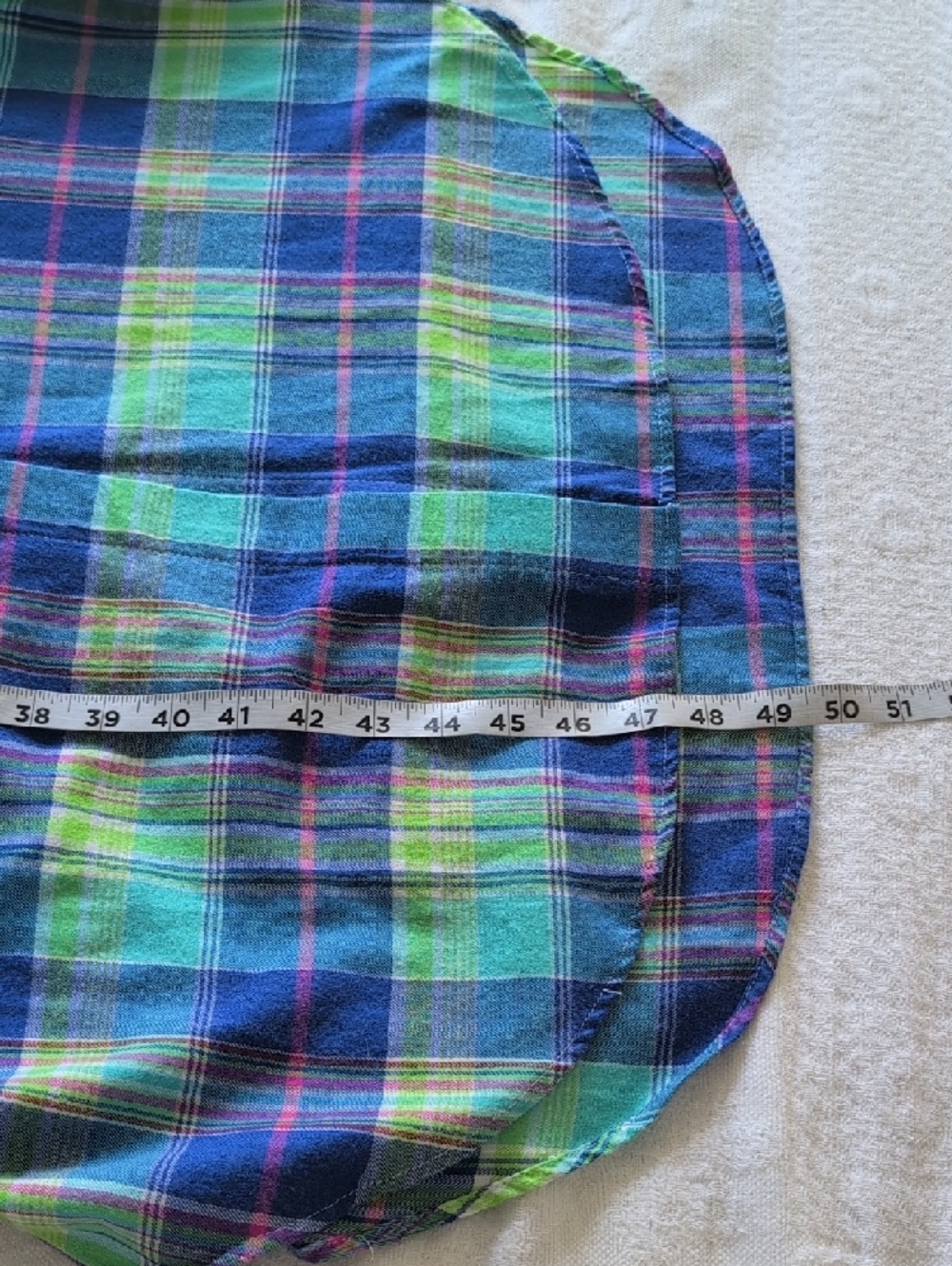 Lauren Ralph Lauren Blue Green Plaid Button-Up Nightgown - Picture 8 of 13